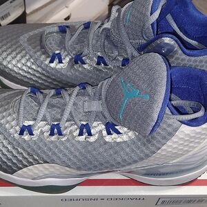 Jordan Athletic Shoes in Gray and Blue with Teal Accents